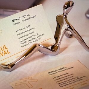 Mu•kul Goyal Signature ID Business card Holder, chrome desk statement piece